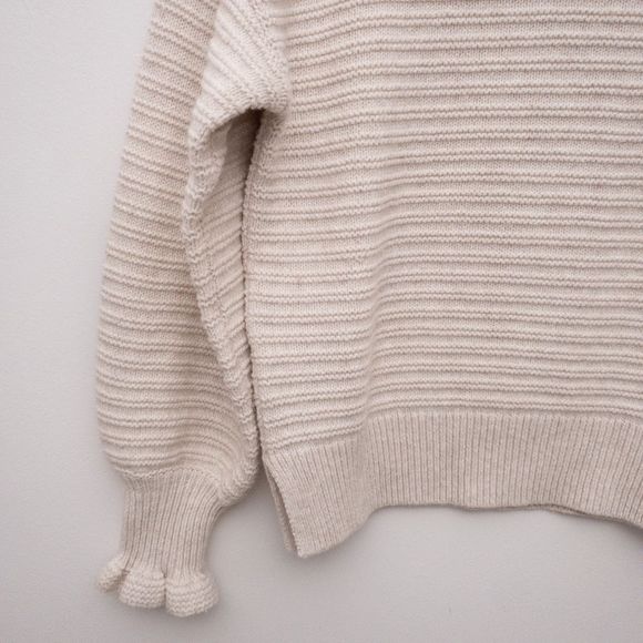 Madewell Ruffle-Neck Pullover Sweater in Cotton-Merino Yarn Cream Size Medium - Picture 6 of 13
